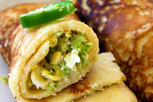 Sweet Crepes with Bold Bacon-Broccoli-Jalapeno Stuffing