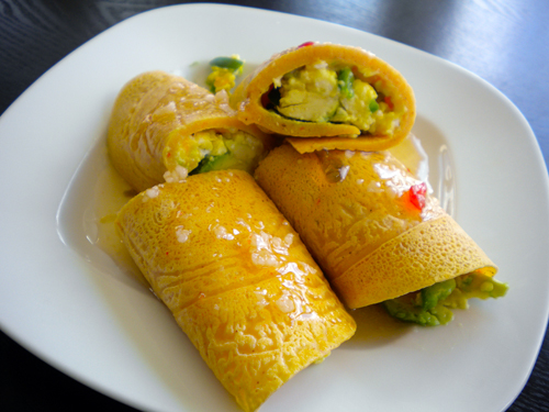 Spicy Crepes with Jalapeno, Avocado and Egg Filling