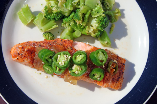 Sweet and Spicy Salmon with Jalapenos